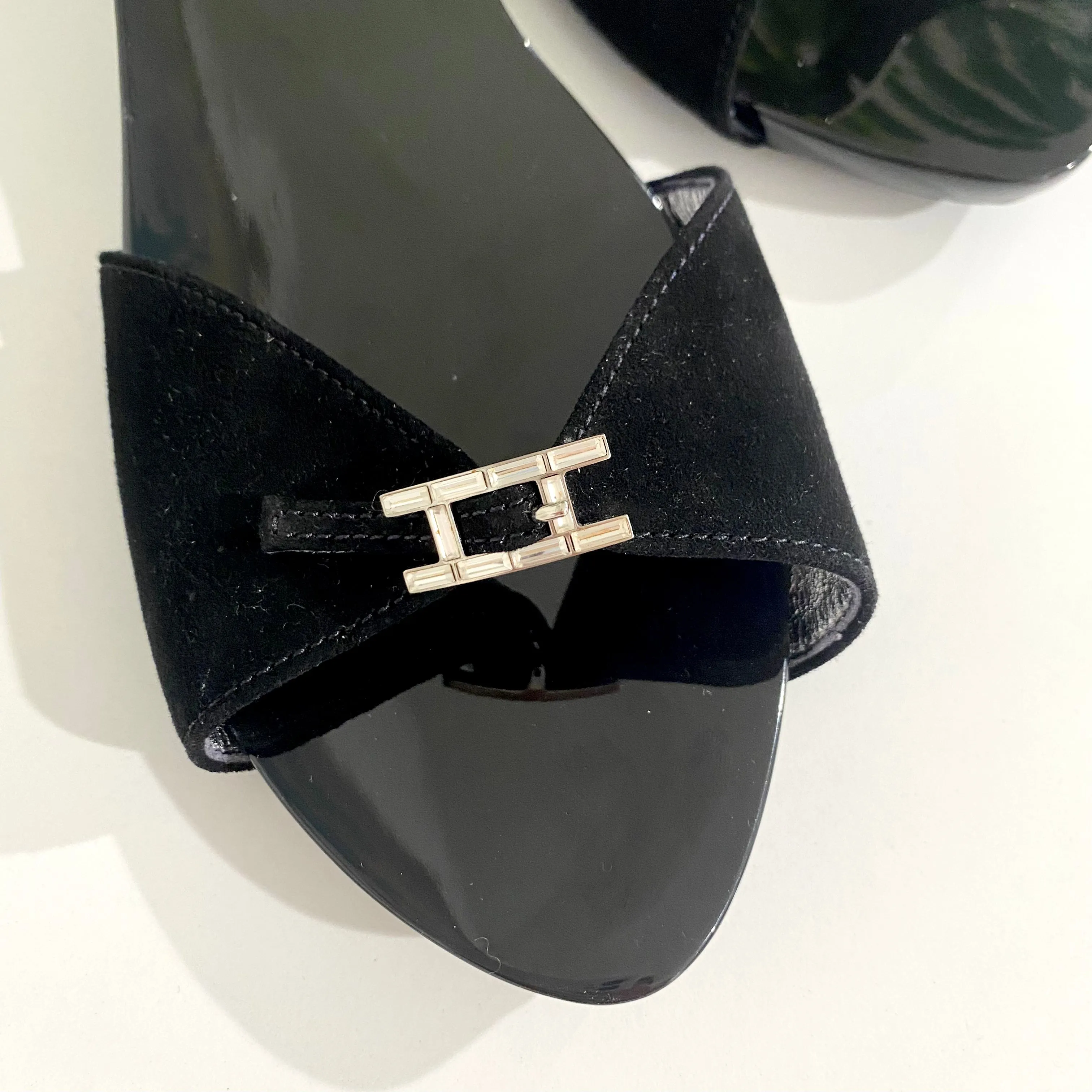 Hermès Black Suede Sandals
