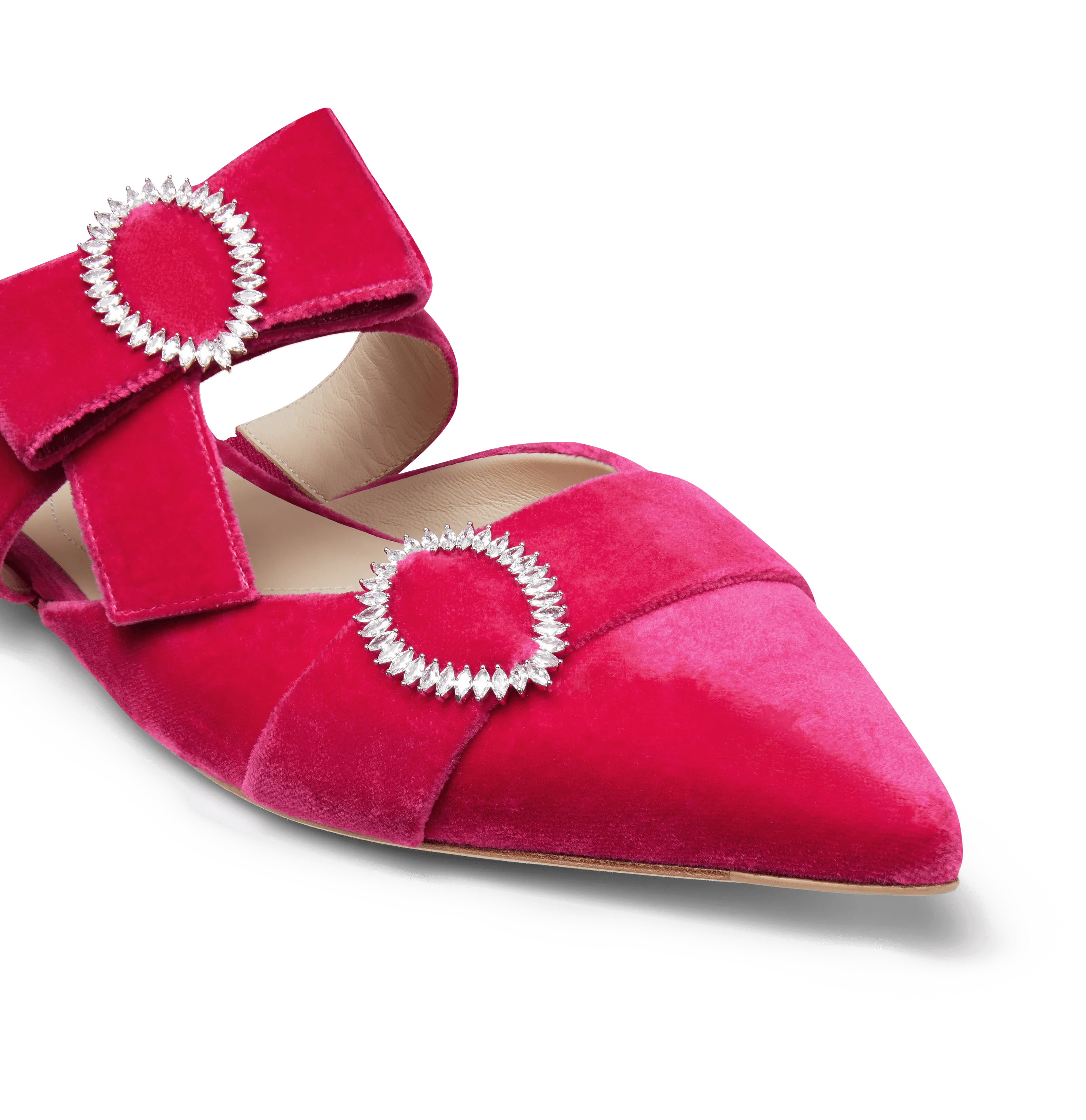 Hot Pink Velvet Flat Bow Mules