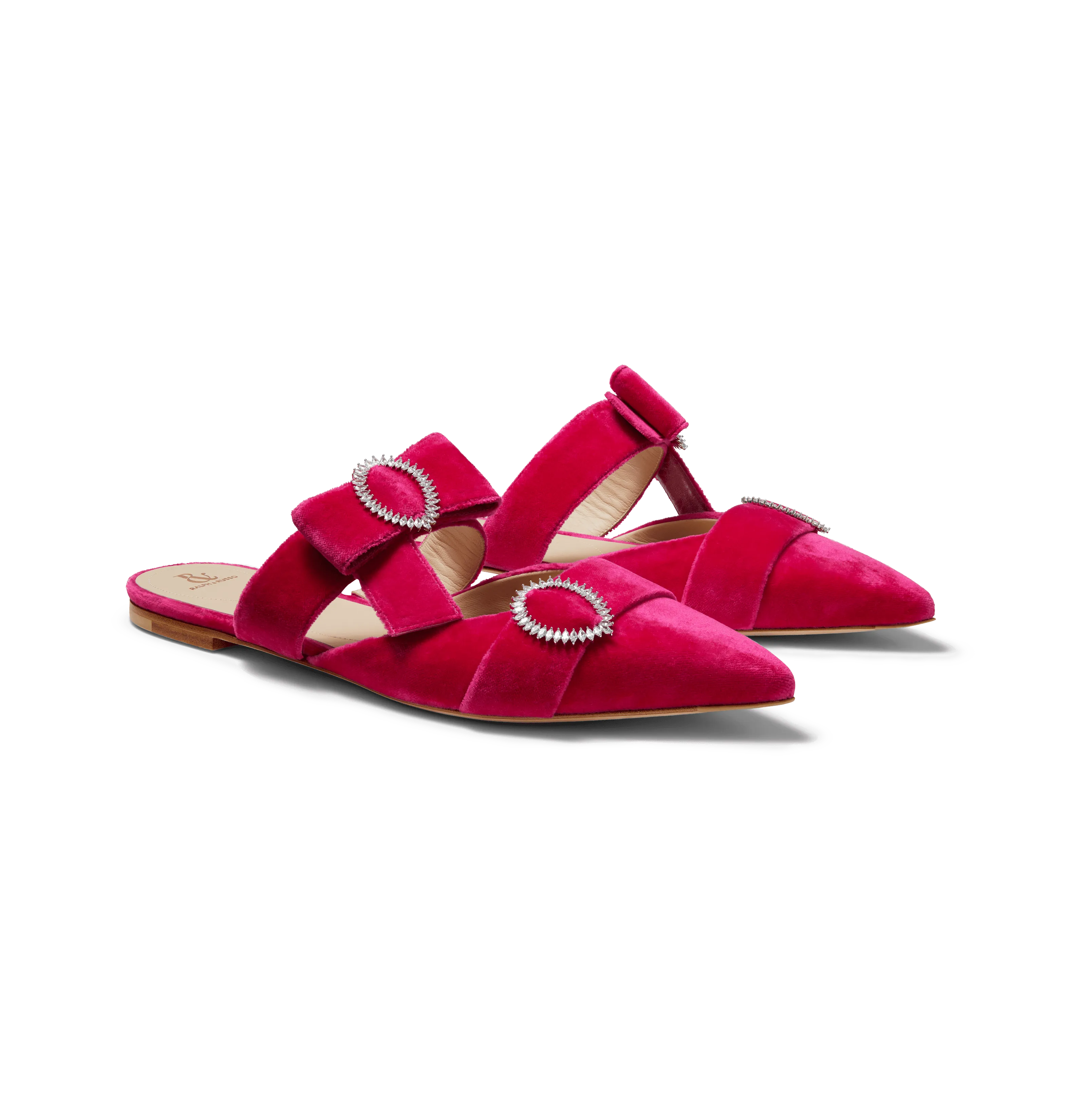 Hot Pink Velvet Flat Bow Mules