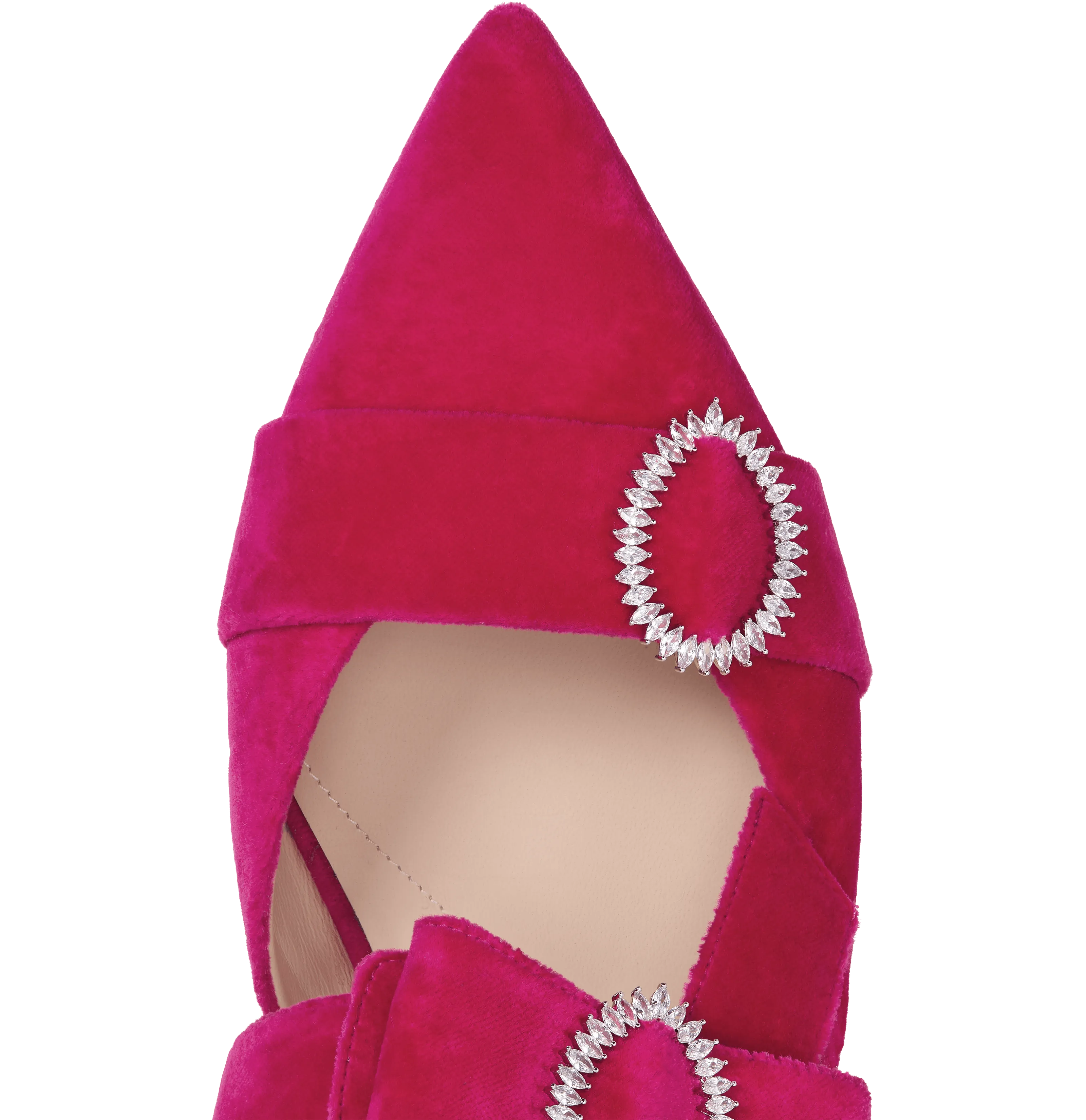 Hot Pink Velvet Flat Bow Mules