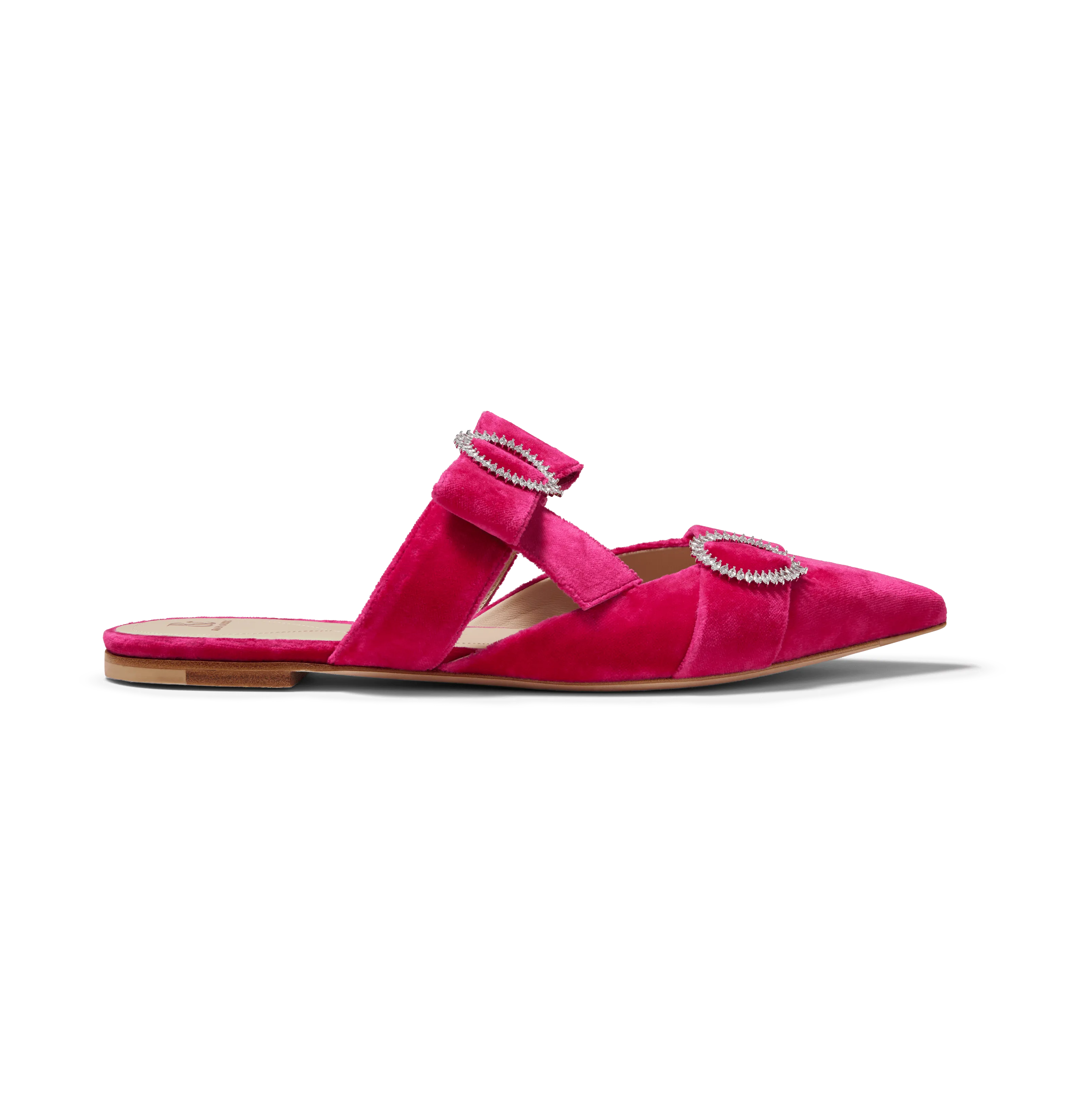Hot Pink Velvet Flat Bow Mules