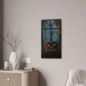 Jack O Lantern in the Window, Canvas Stretched