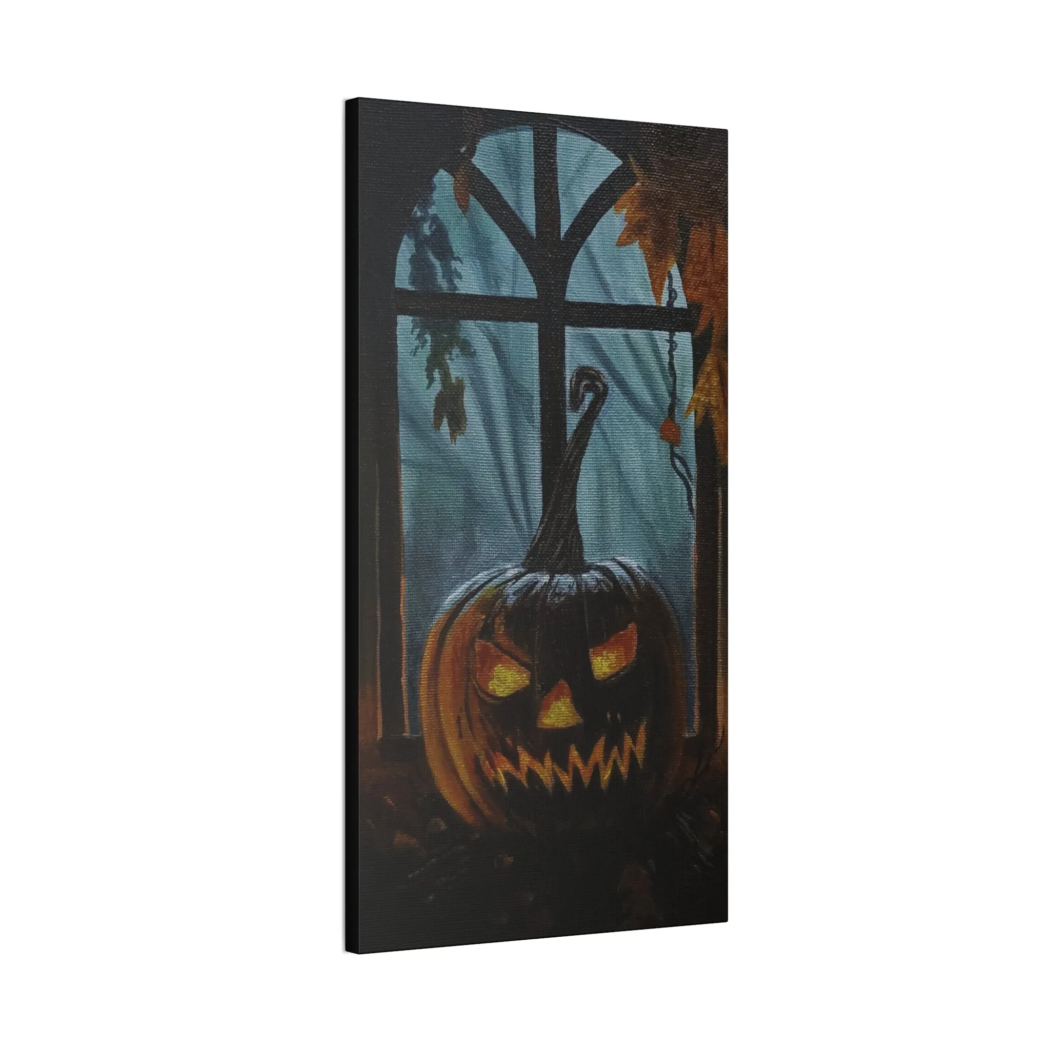 Jack O Lantern in the Window, Canvas Stretched