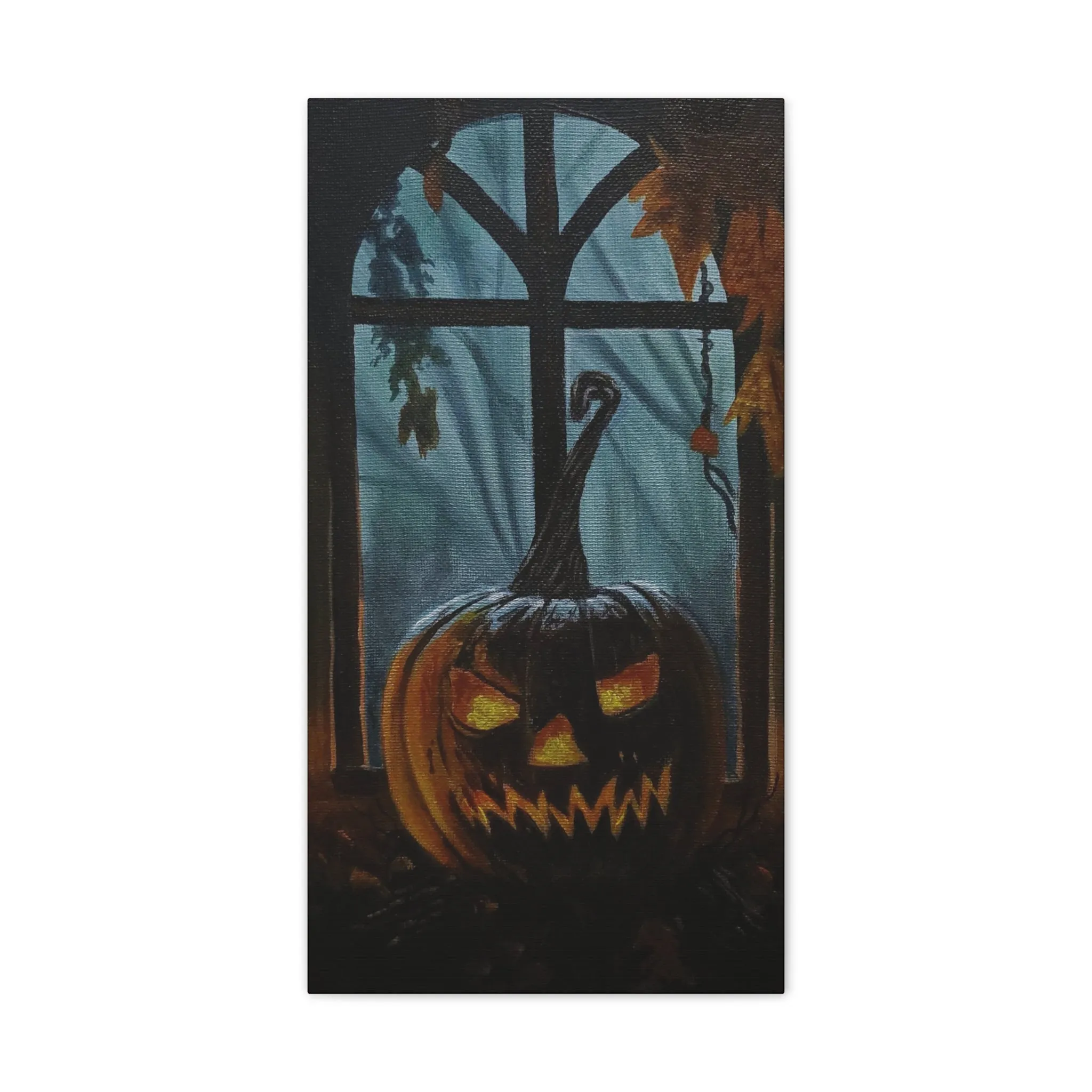 Jack O Lantern in the Window, Canvas Stretched