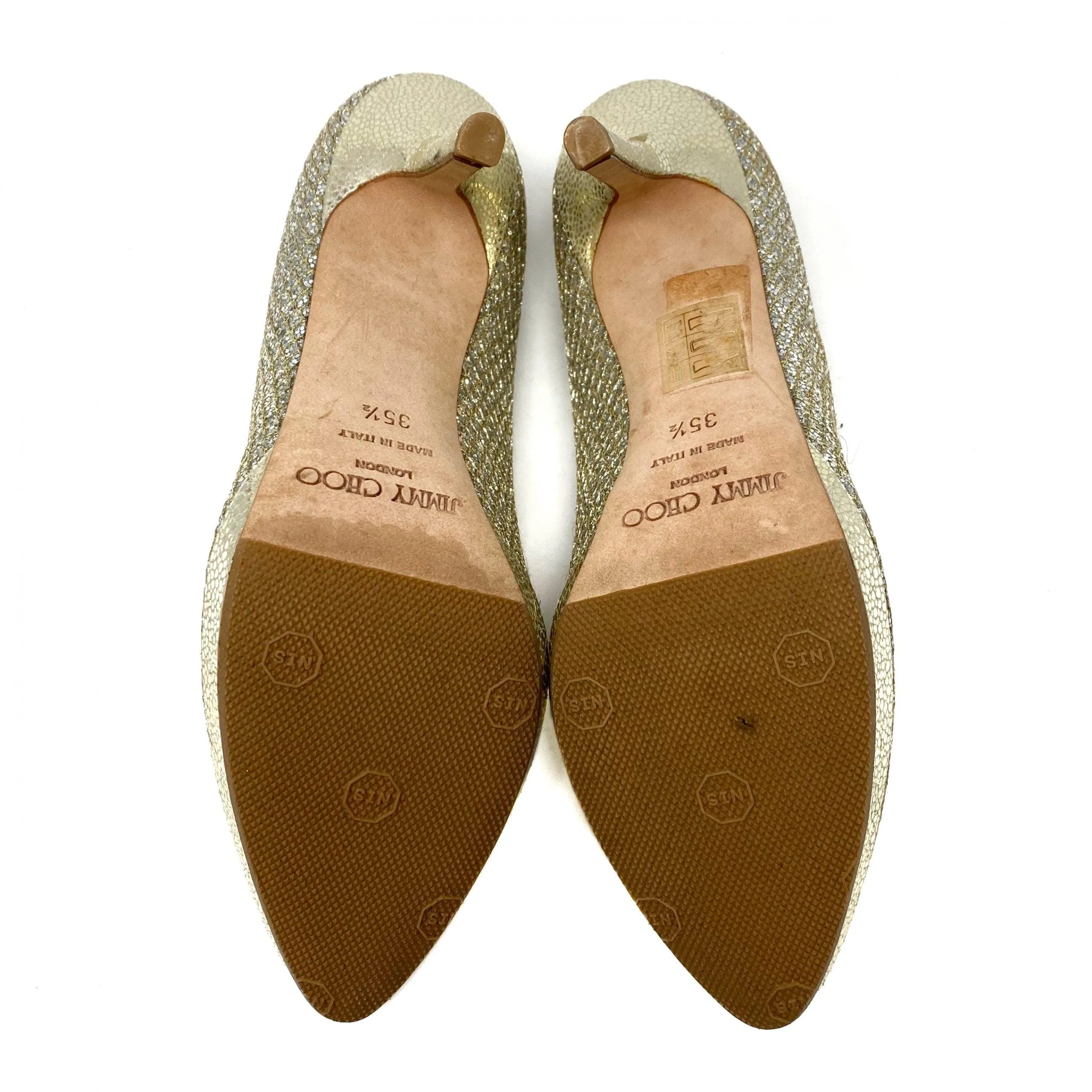 Jimmy Choo Champagne Glitter Ailsa Pumps 35.5