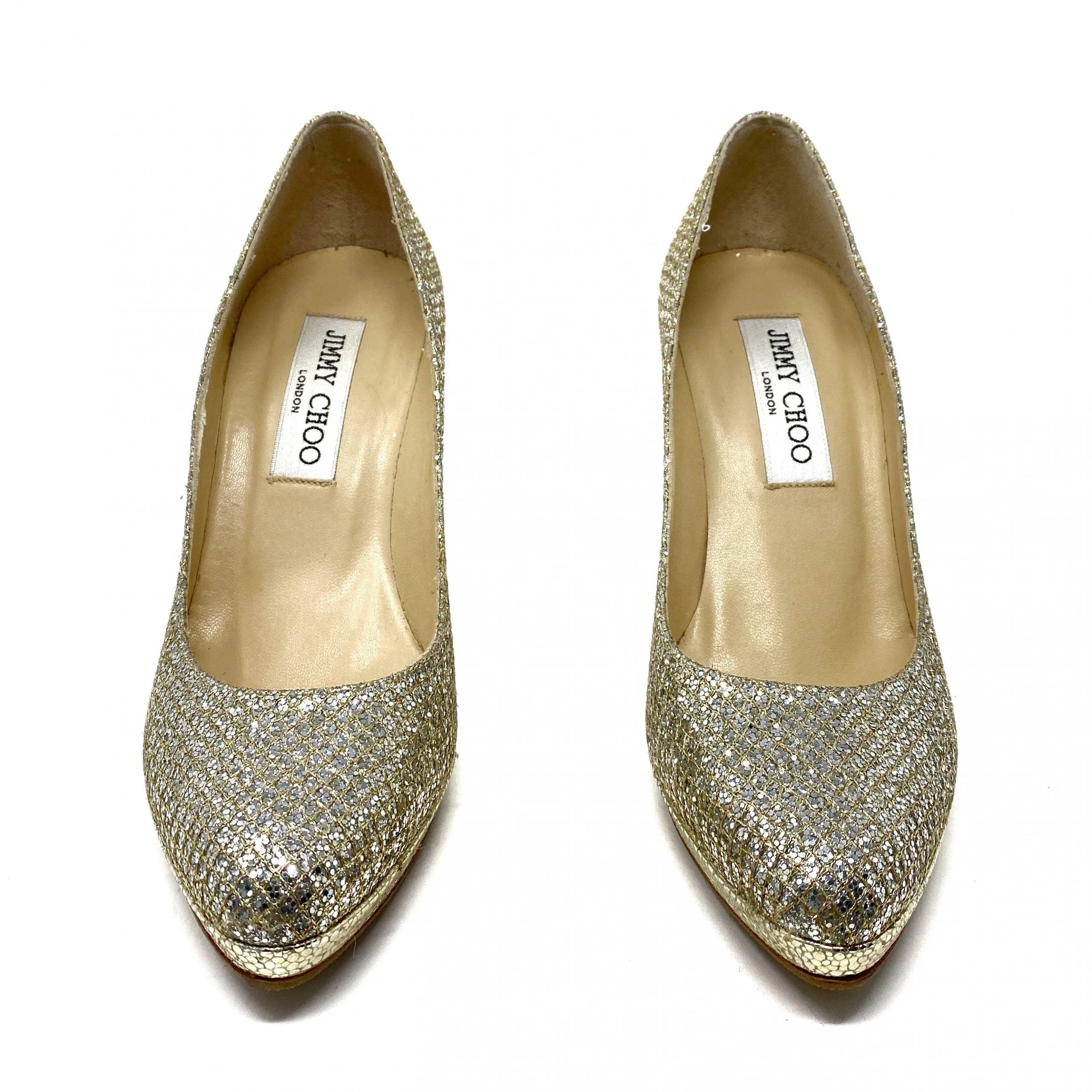 Jimmy Choo Champagne Glitter Ailsa Pumps 35.5