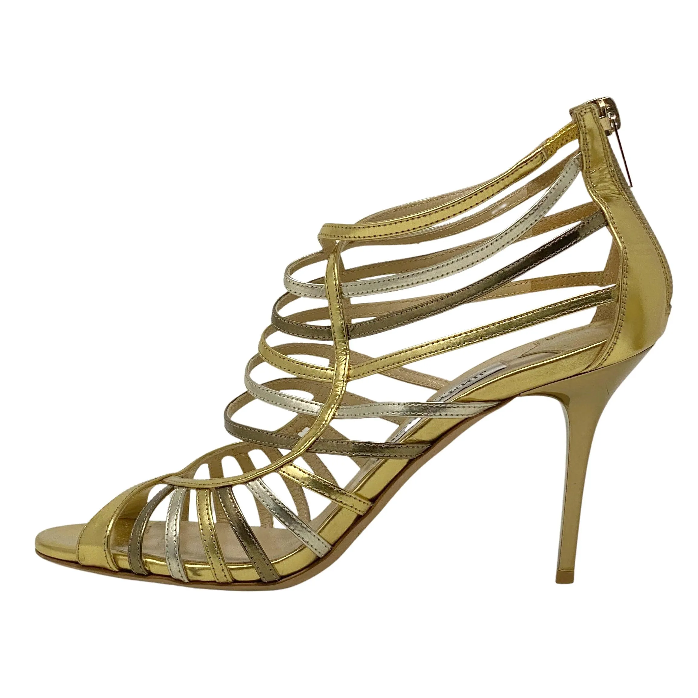 Jimmy Choo Metallic Gold Sandals 38.5