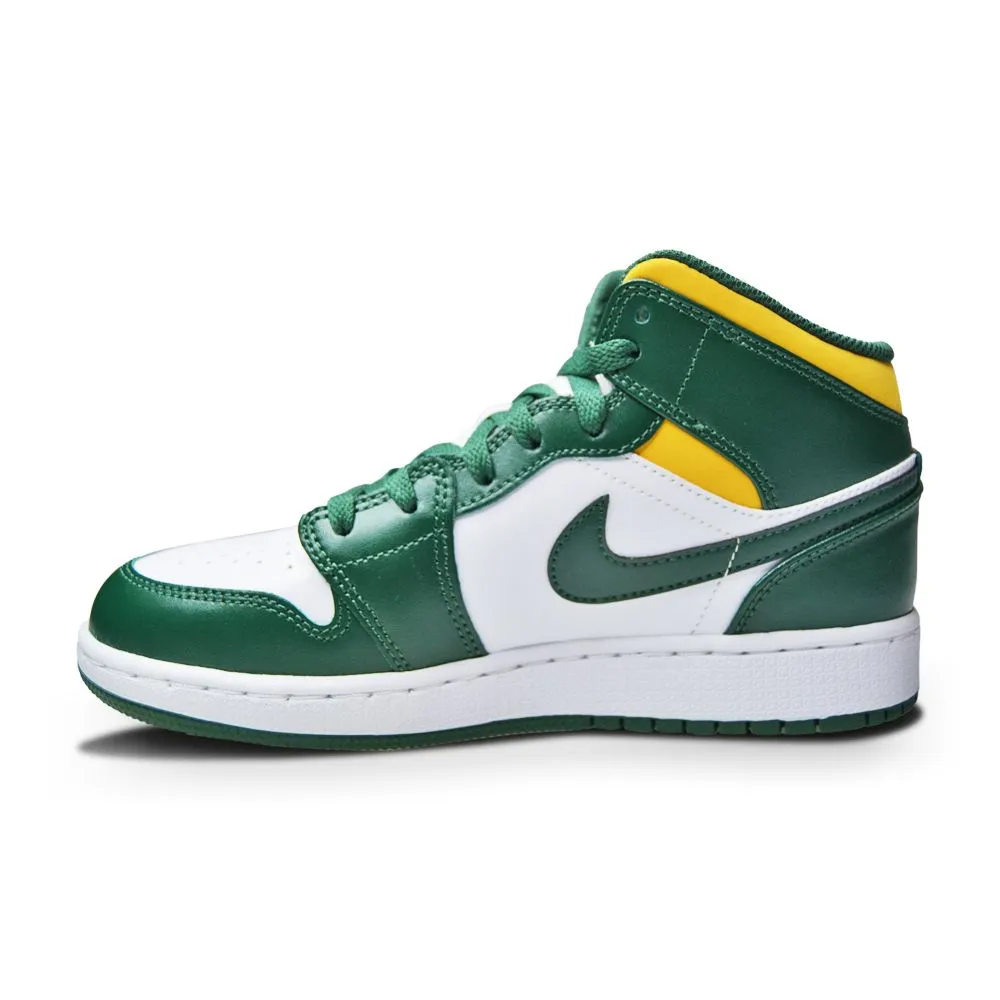 Juniors Nike Air Jordan 1 Mid - 554725 371 - Nobel Green Pollen White