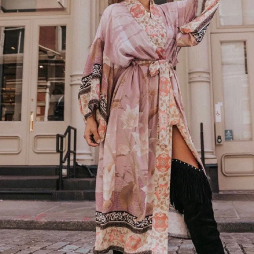 Kimono pink Quartz Sands lounge event WRAP / swim beach COVER-UP / bed bath Kaftan caftan robe duster - one size