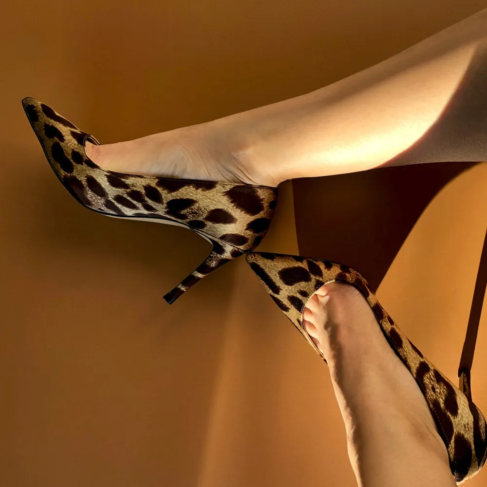 *LONDON HEEL - leopard, 8cm size UK 2.5