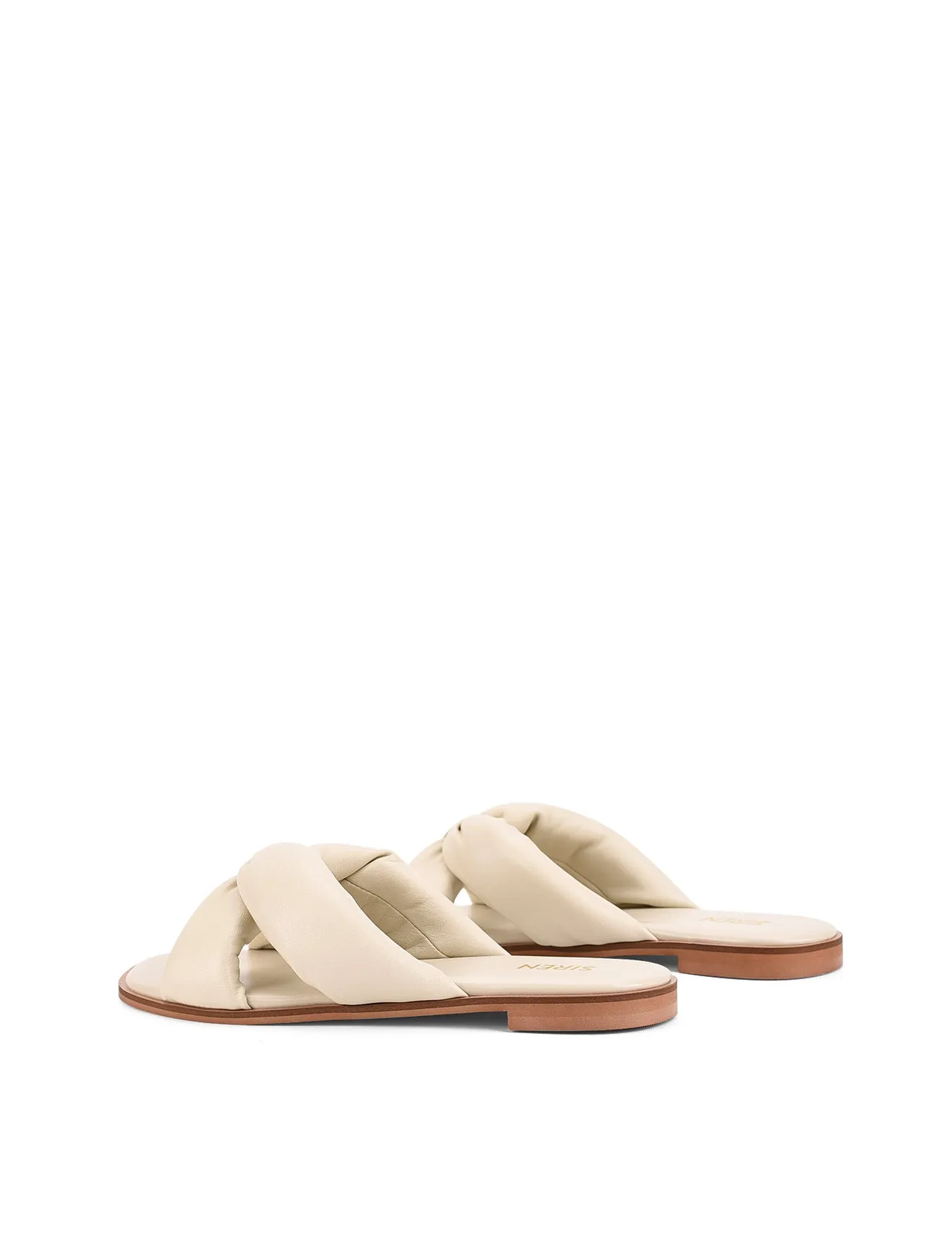 Madeline Flat Slides - Beige Leather