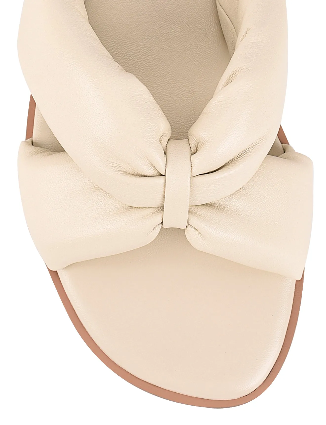 Madeline Flat Slides - Beige Leather