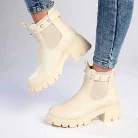 Madison Frankie Chunky Long Gusset Ankle Boot - Nude