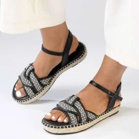Madison Lylah Crossover Espadrille Sandal - Black