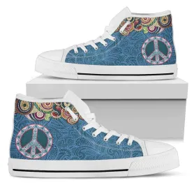Peace Sign Blue High Top
