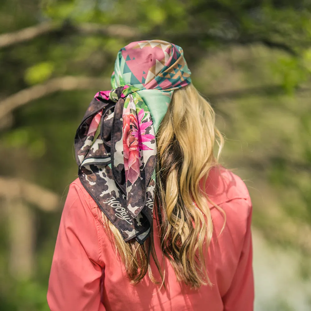 "Desert Flower" Pink/Mint Satin Wild Rag