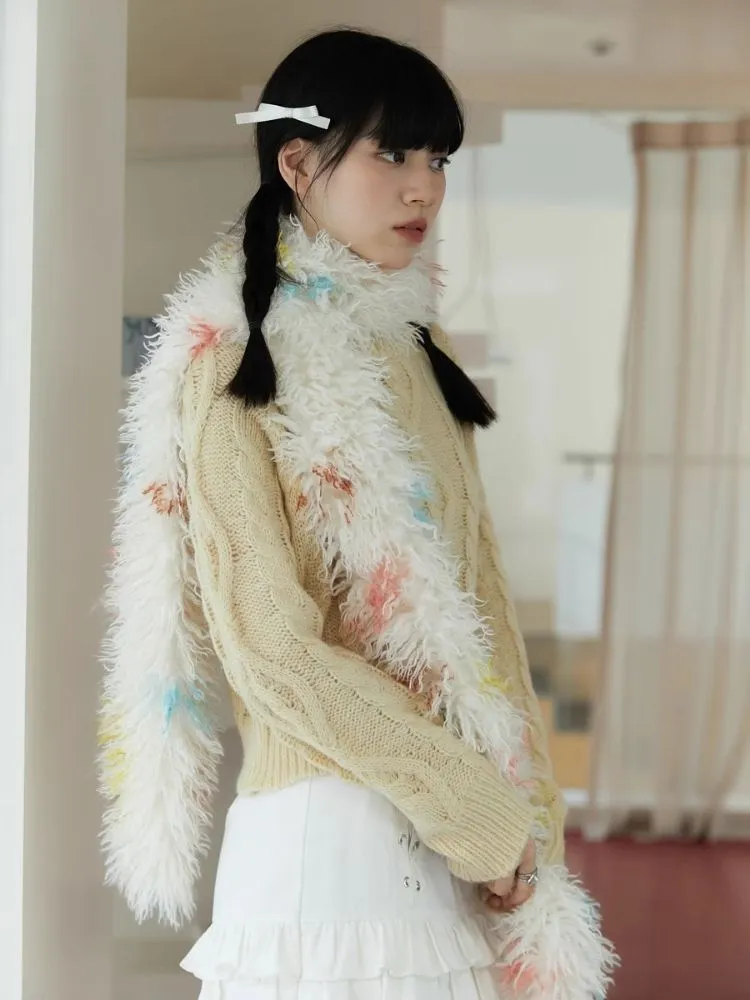 Rainbow Candy Styled Shaggy Plush Scarf【s0000006252】