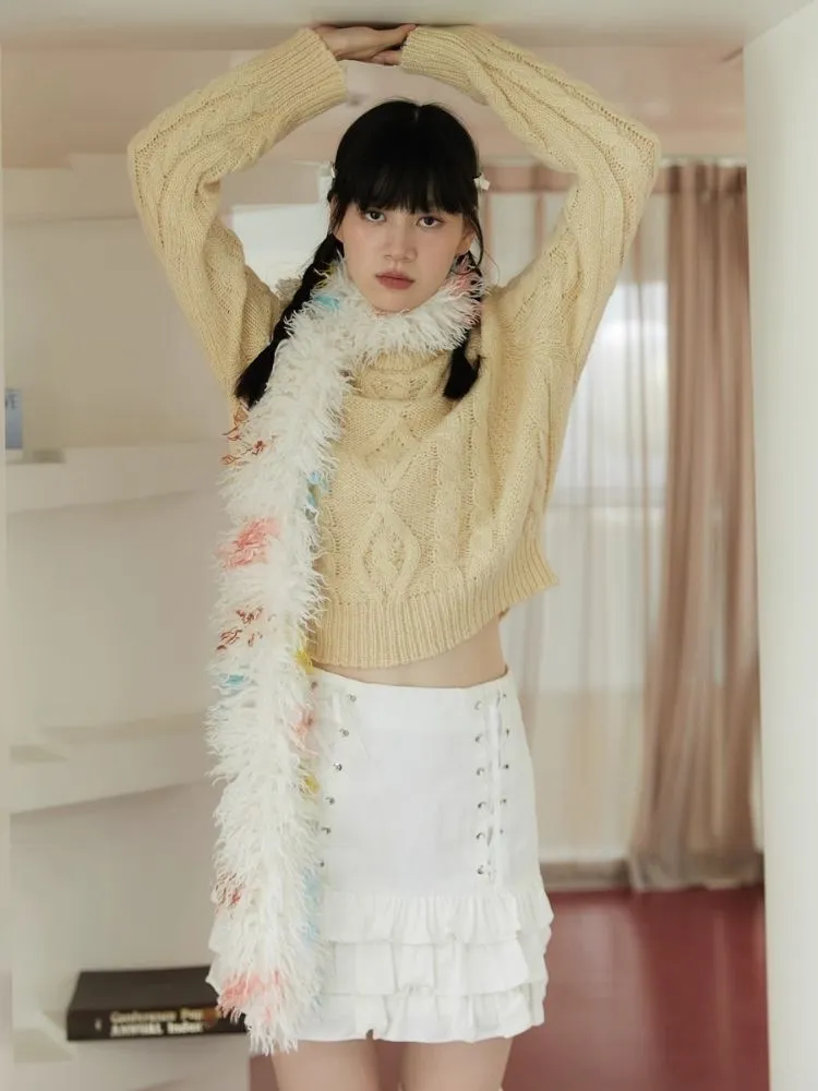 Rainbow Candy Styled Shaggy Plush Scarf【s0000006252】