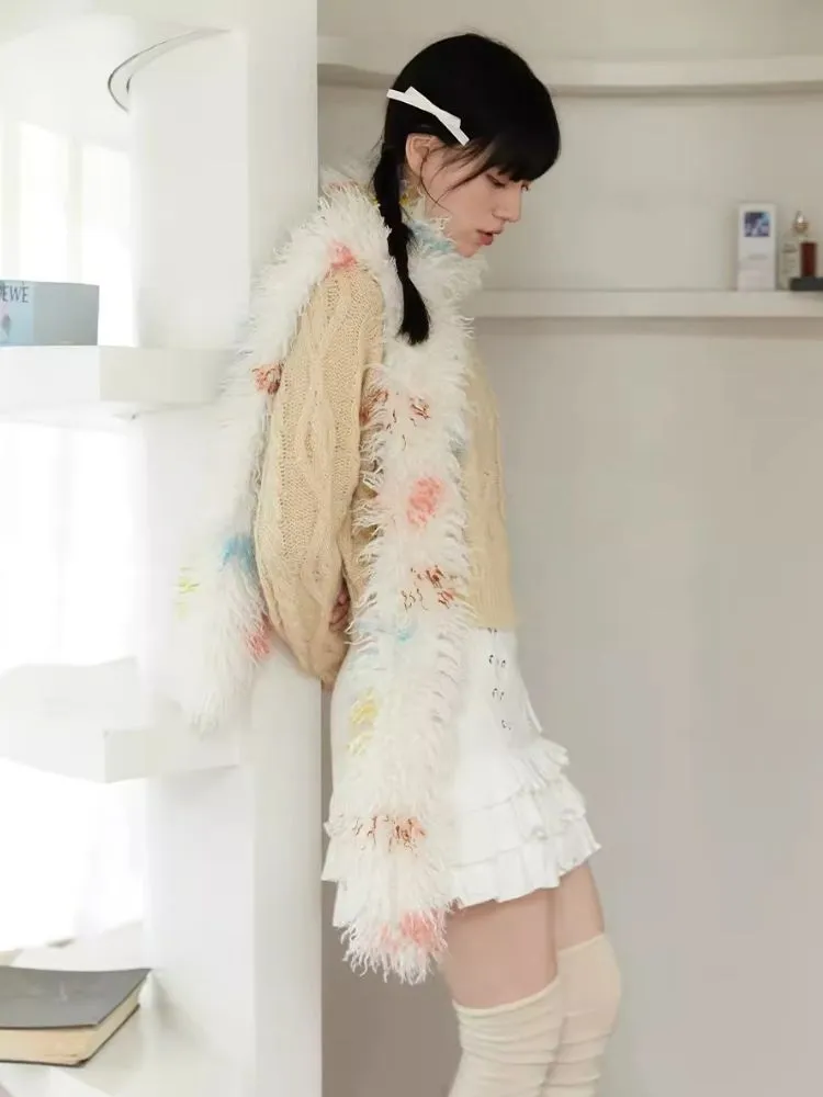 Rainbow Candy Styled Shaggy Plush Scarf【s0000006252】