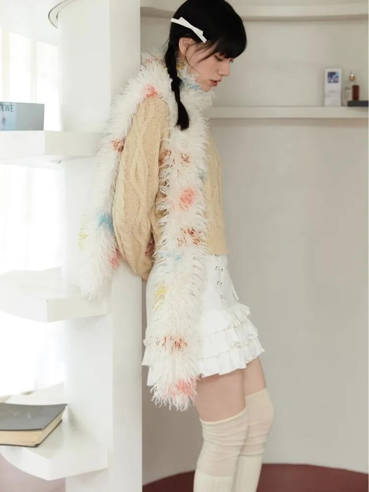 Rainbow Candy Styled Shaggy Plush Scarf【s0000006252】