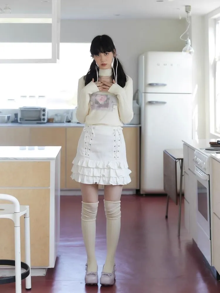 Romantic Swoosh Ambiance Rose Print Sweater【s0000006251】