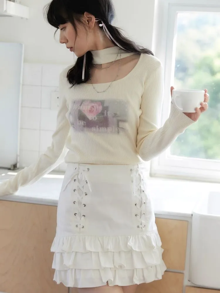 Romantic Swoosh Ambiance Rose Print Sweater【s0000006251】