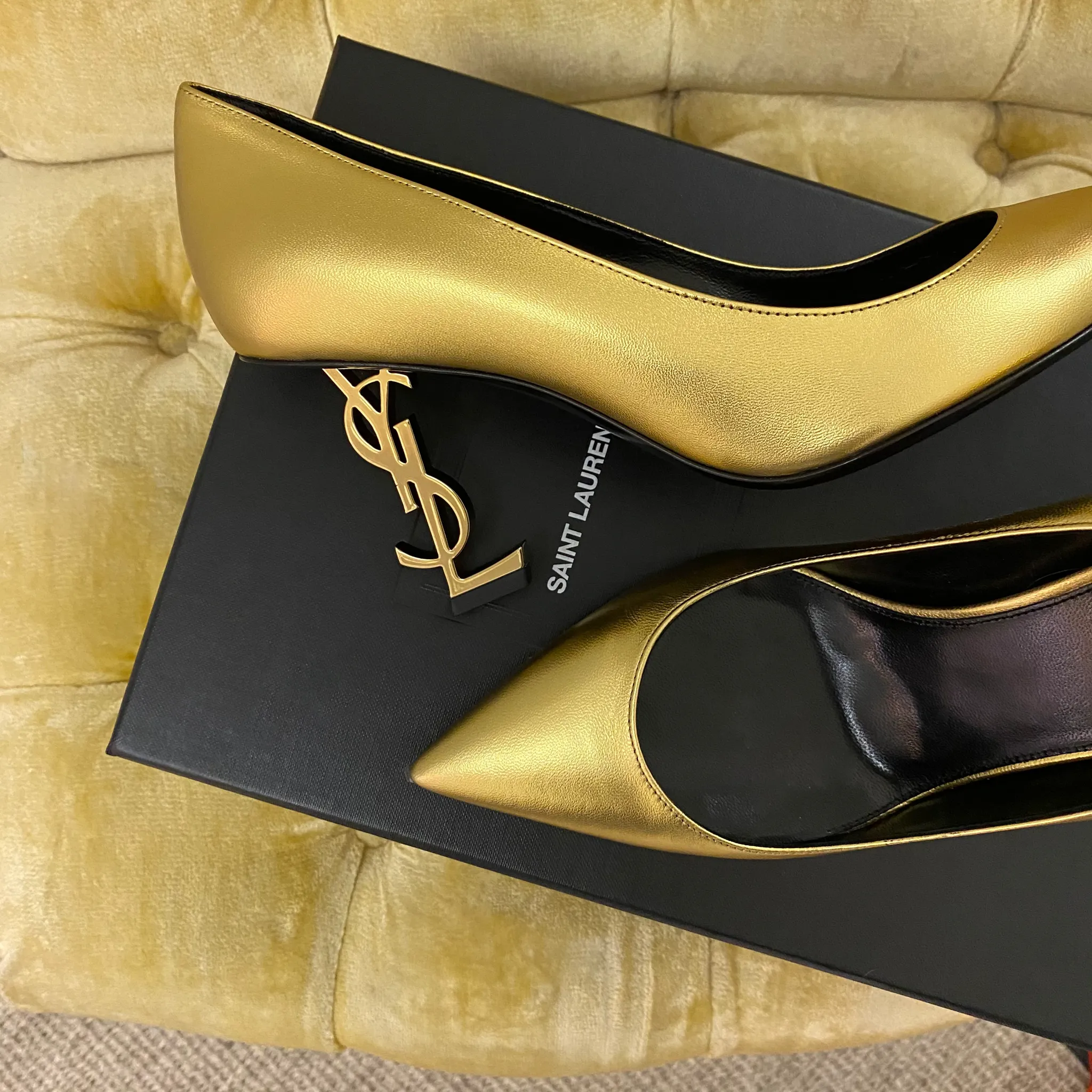 Saint Laurent Gold Opyum 85 Heels