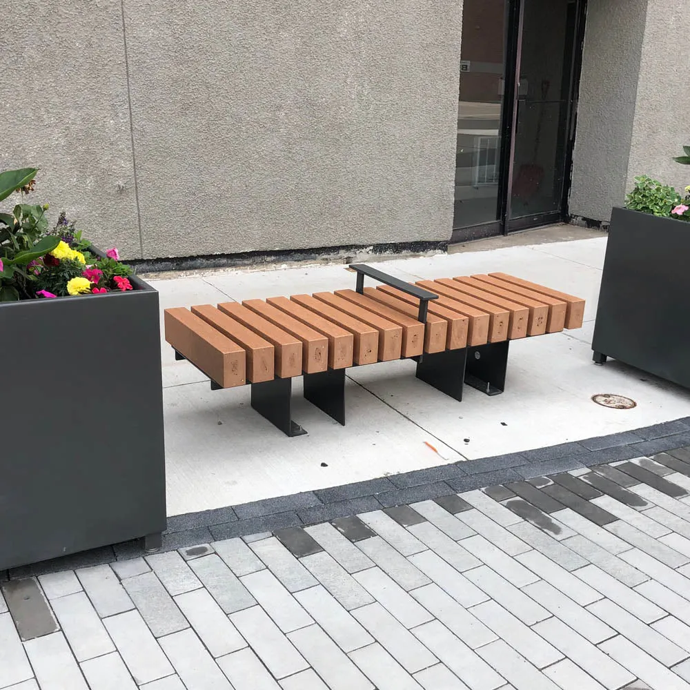 Timber Backless Bench with Center Arm, Envirowood Slats