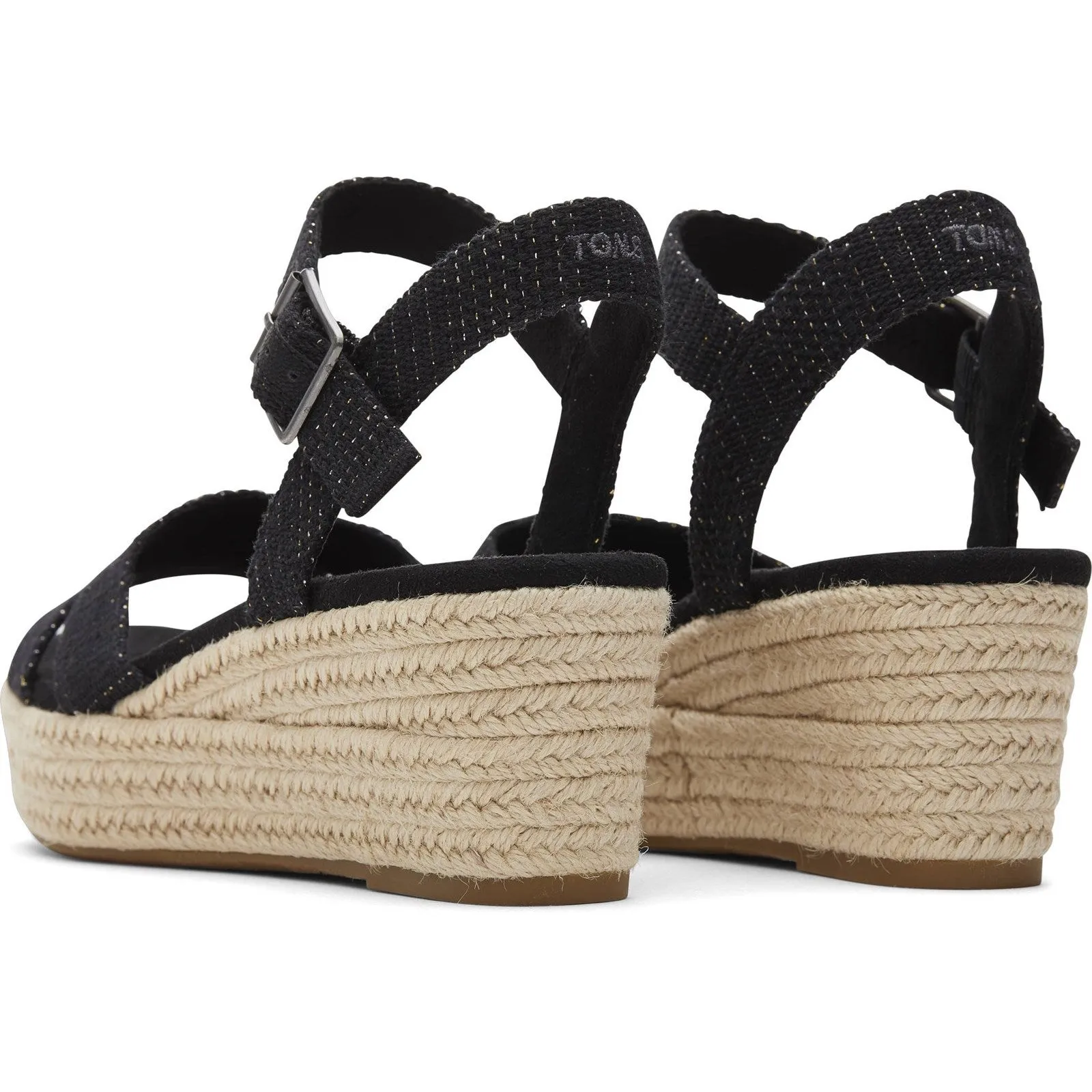 TOMS Audrey Womens Black Metallic Wedge Sandal