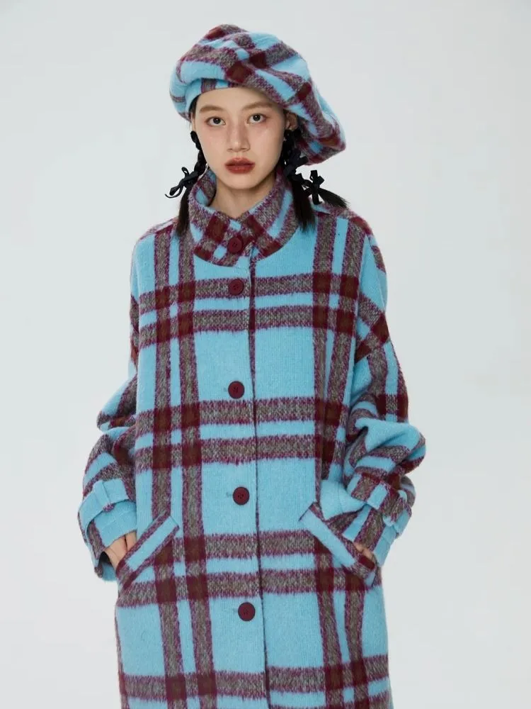 Tweed loose-fitting long coat【s0000006247】