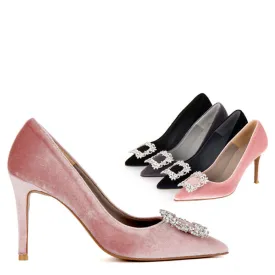 *UK size 1 - TRUE VELVET - pink, 10cm heels
