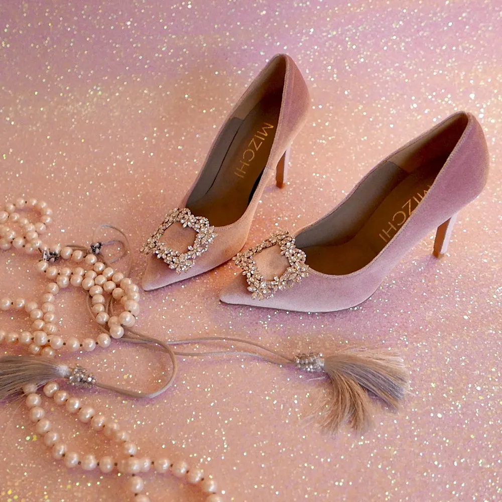*UK size 1 - TRUE VELVET - pink, 10cm heels