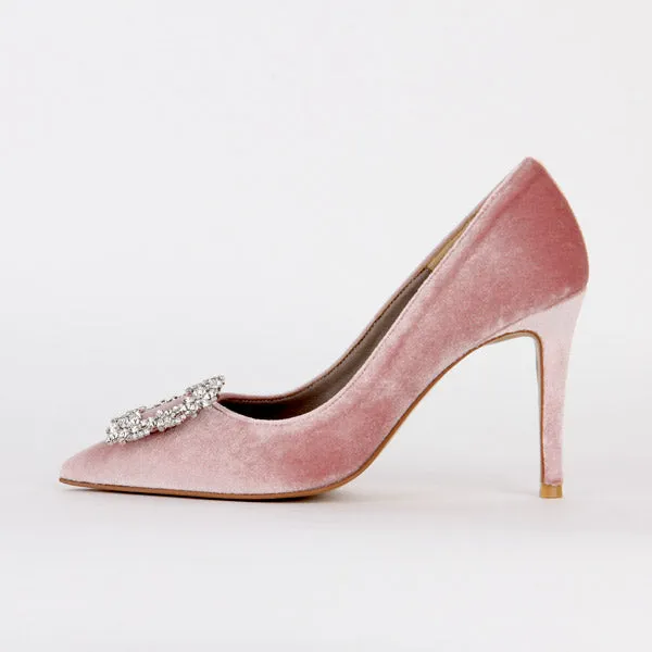 *UK size 1 - TRUE VELVET - pink, 10cm heels