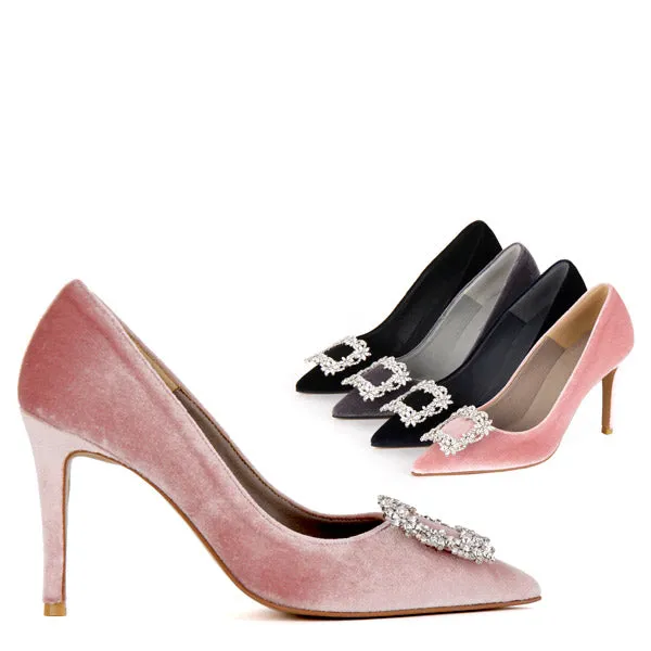 *UK size 1 - TRUE VELVET - pink, 10cm heels