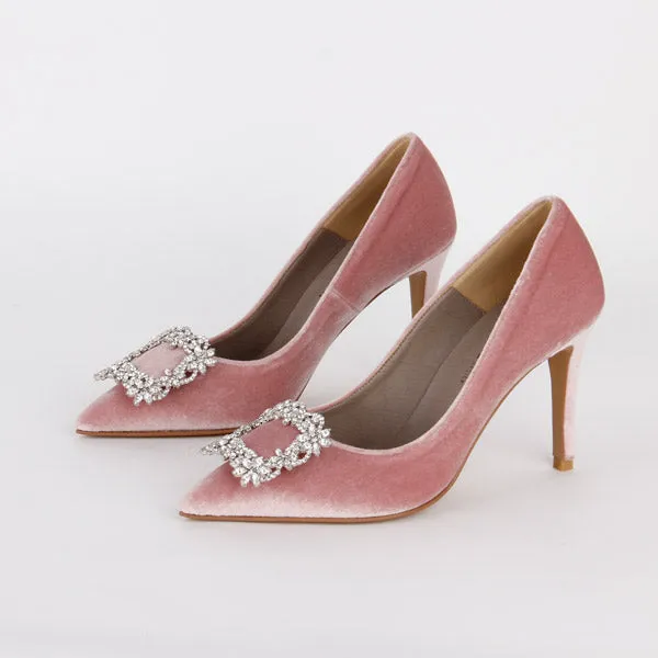 *UK size 1 - TRUE VELVET - pink, 10cm heels