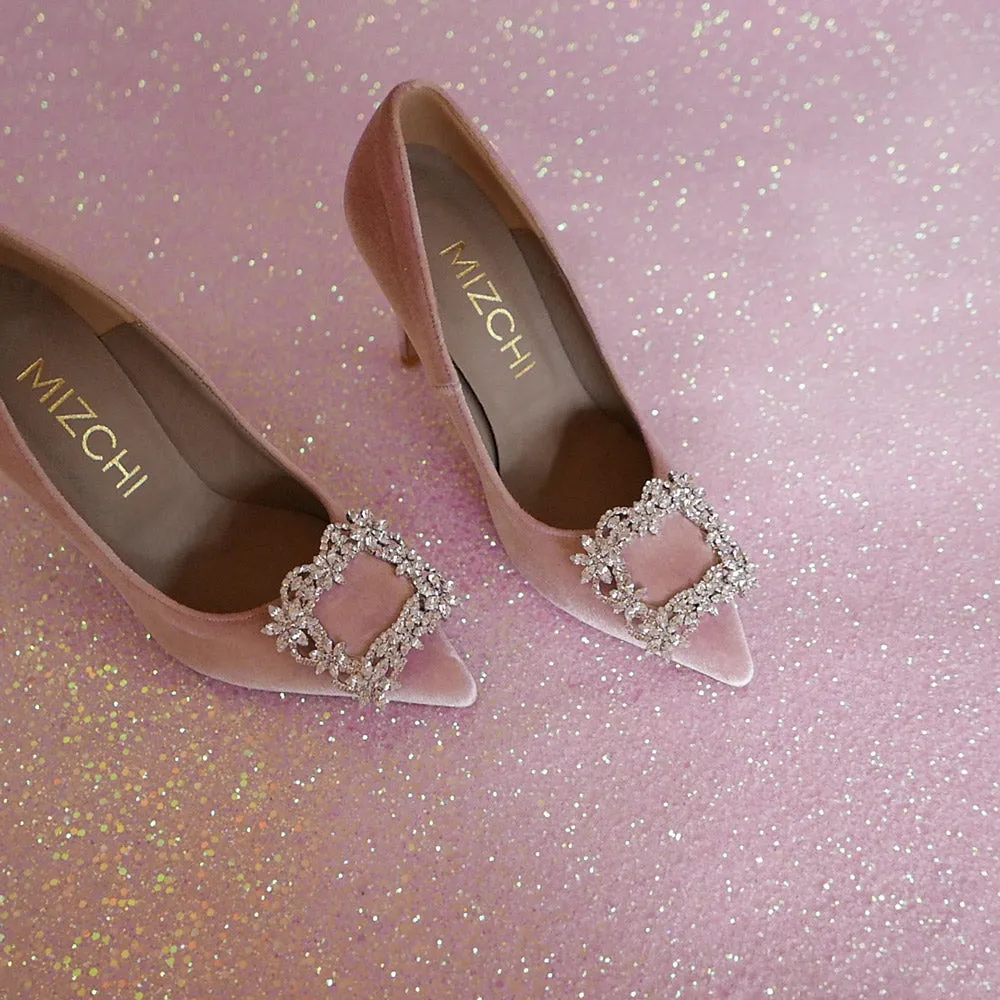 *UK size 1 - TRUE VELVET - pink, 10cm heels