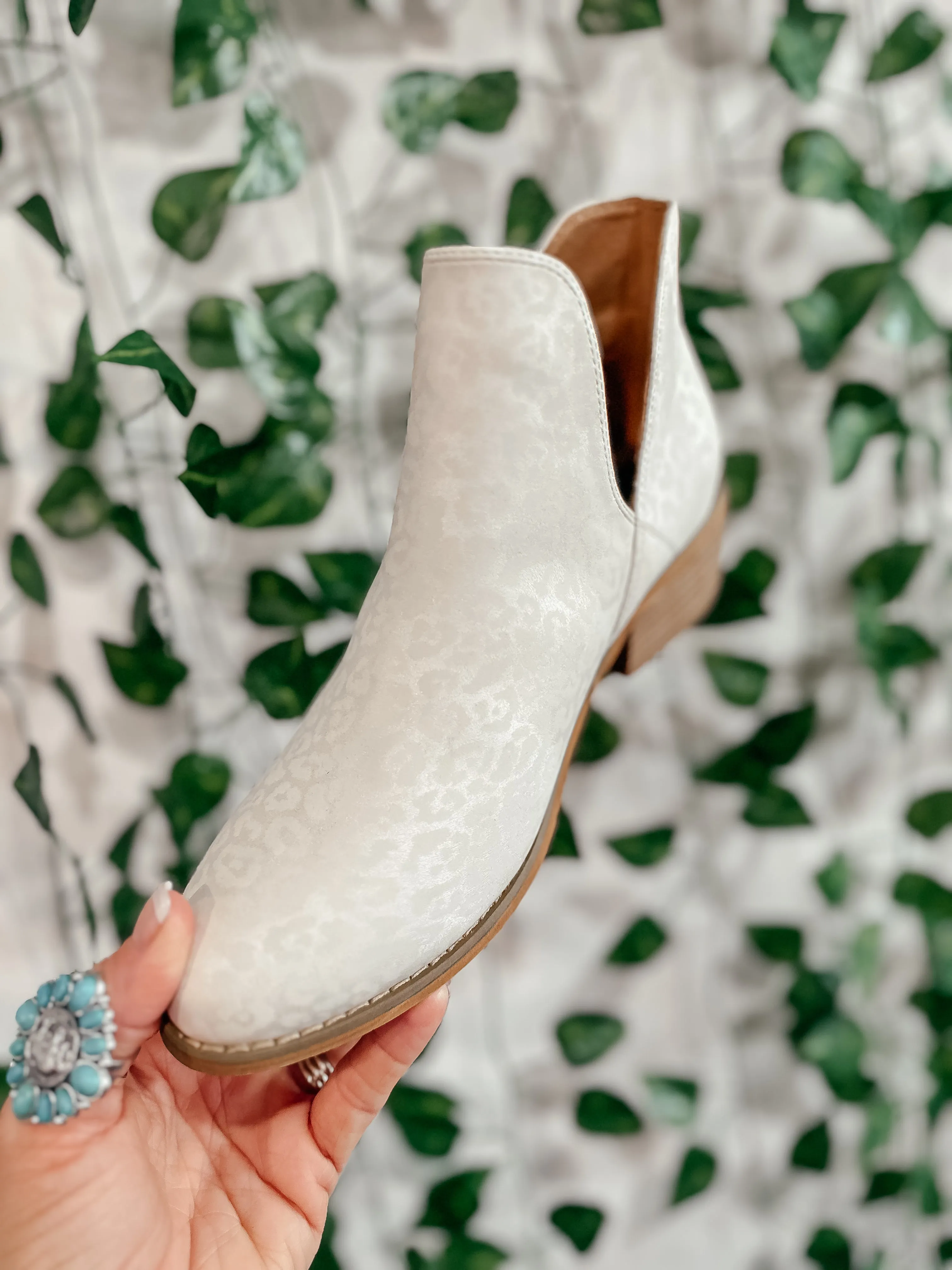 Wayland White Leopard Ankle Boots