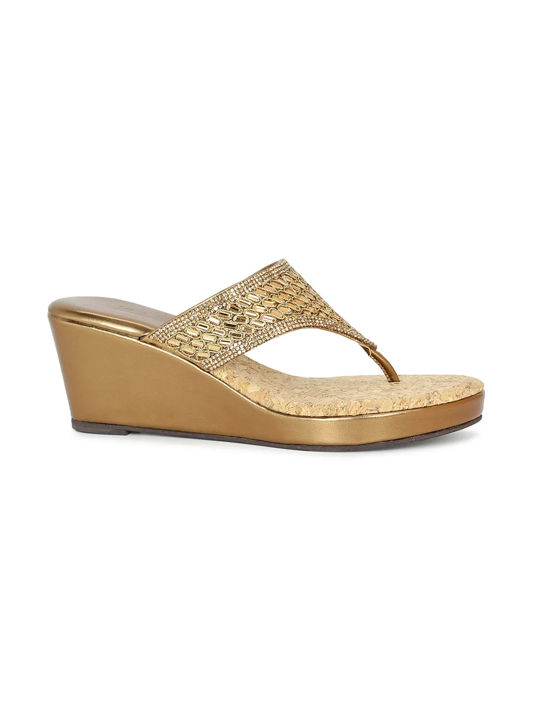Women Antique Embellished Ethnic Wedge Sandals