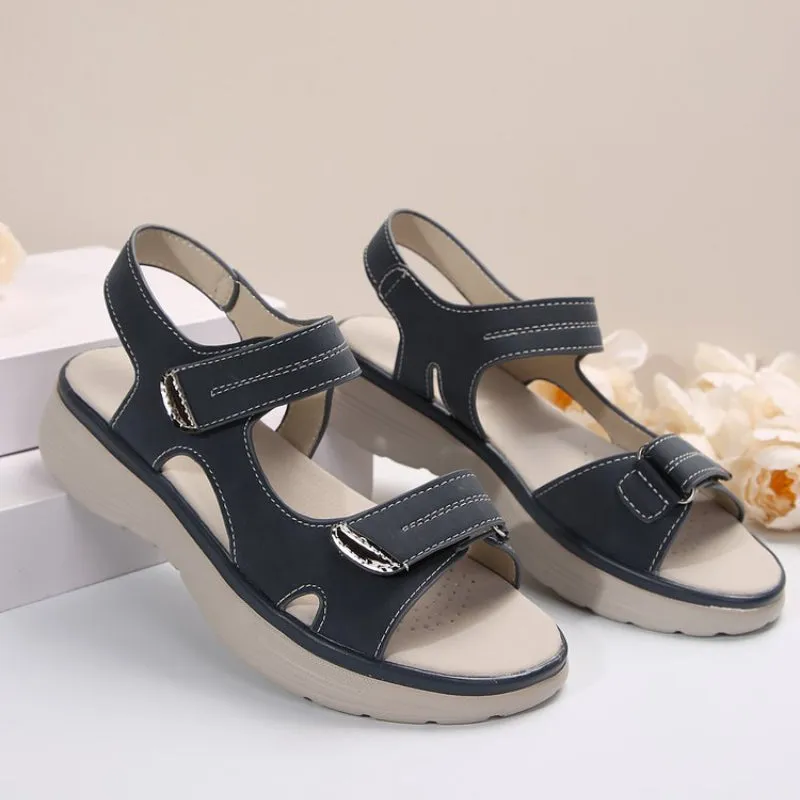 Womens Wedge Sandals with Hook & Loop Straps