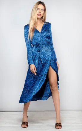 Yondal Dress In Blue Ditzy Leopard