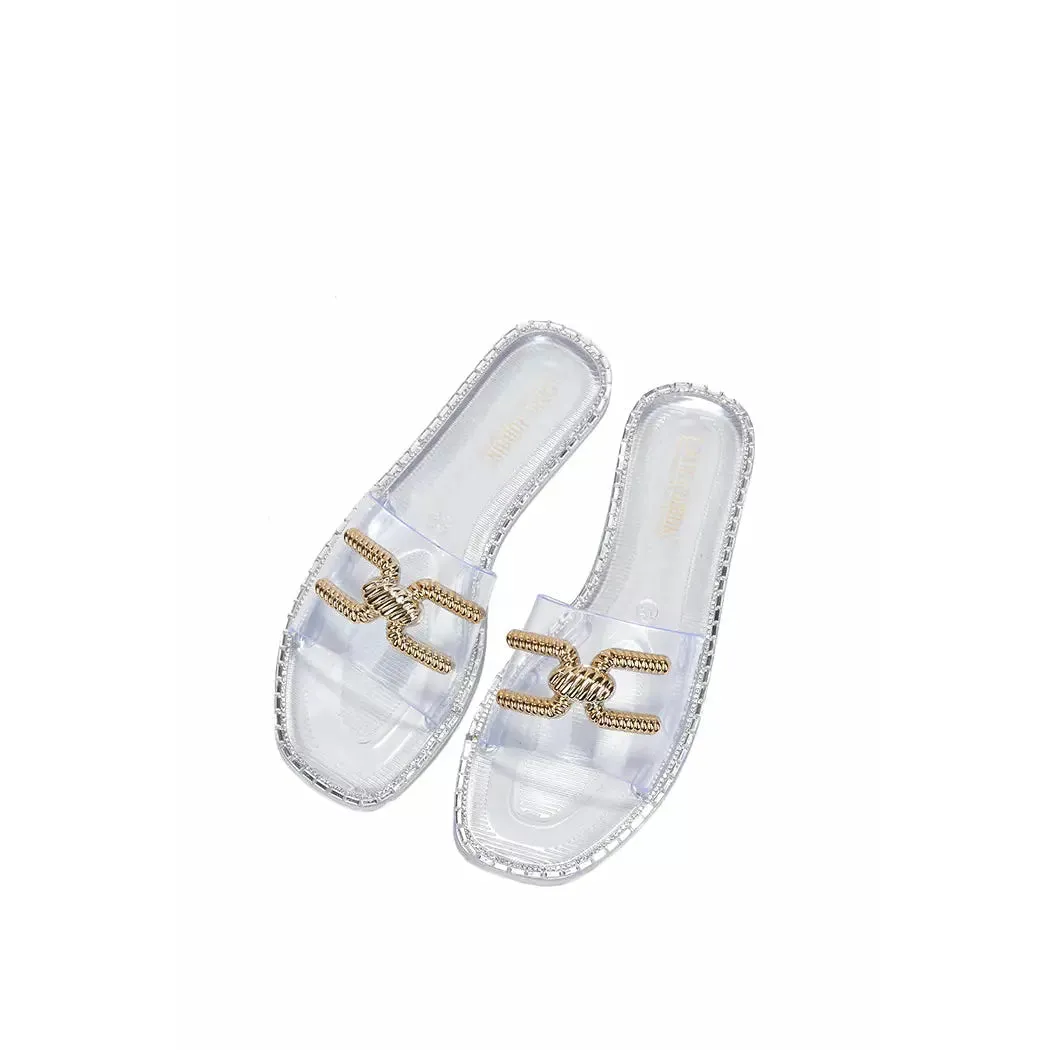 Zayd Embellished Slide - Clear