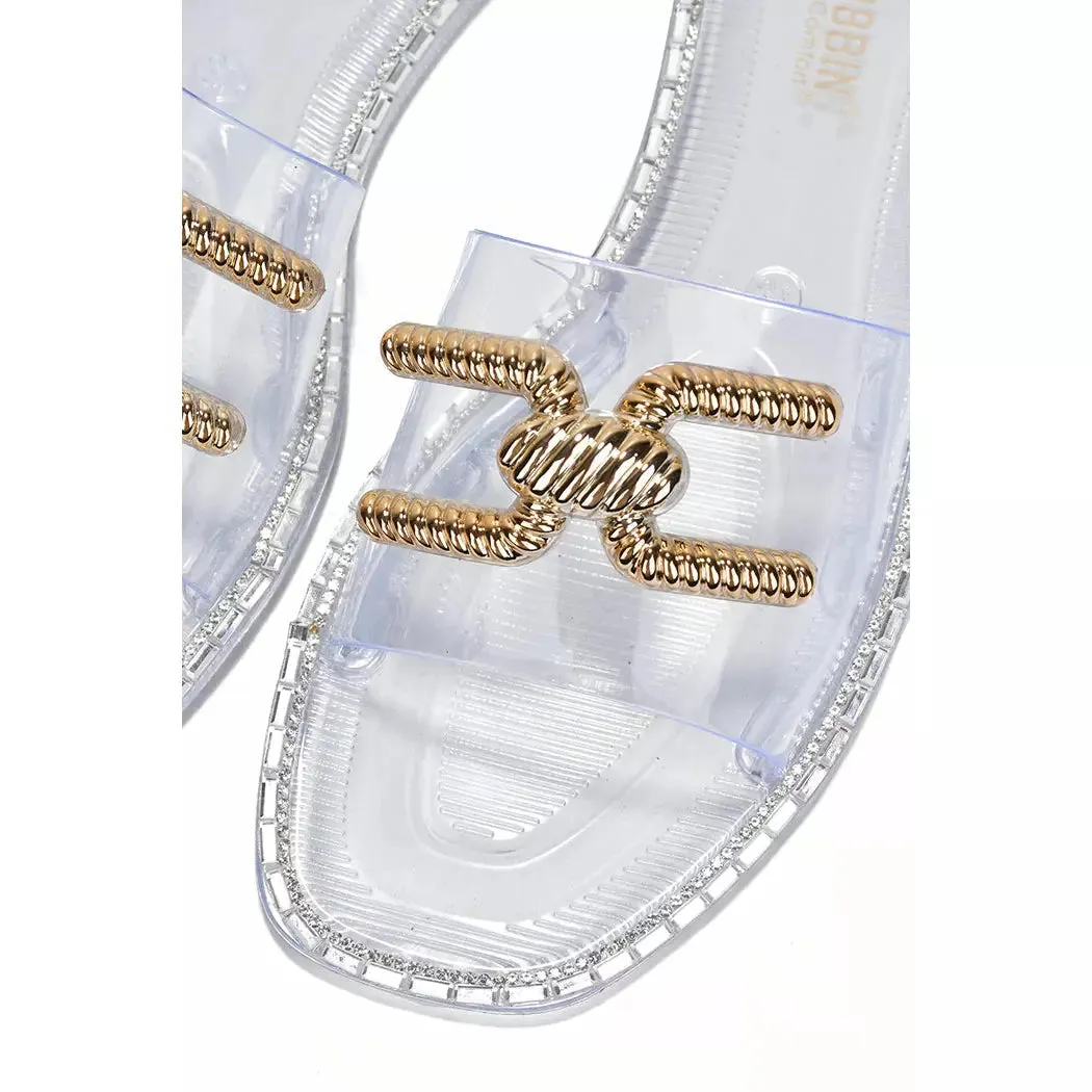 Zayd Embellished Slide - Clear